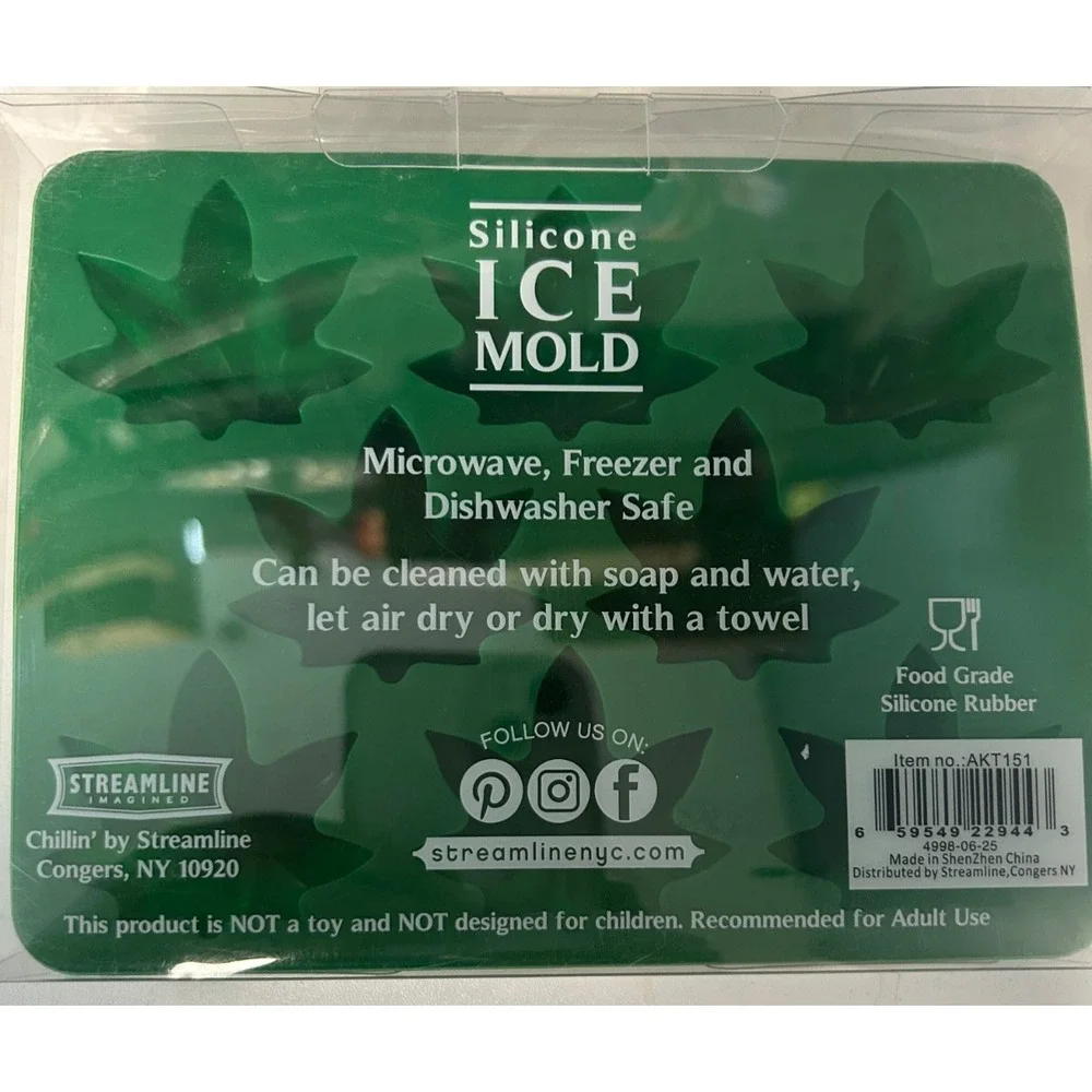 It's Tea Time Adult Humor Towel & Cannabis Leaf Silicone Ice Tray Gift Set